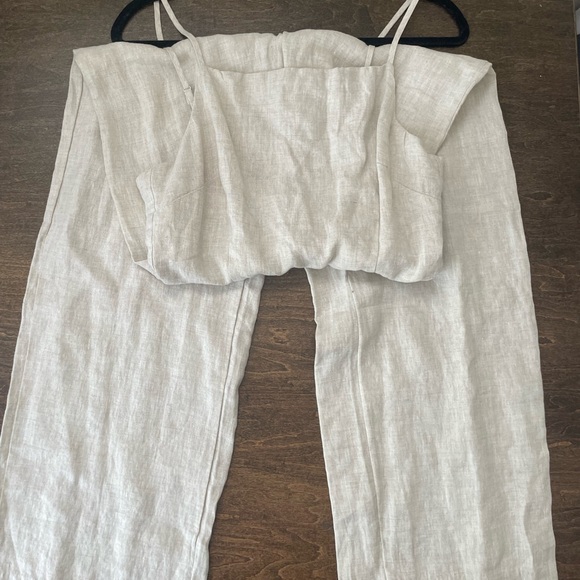 H&M Pants - H&M Cream Linen Strappy Jumpsuit